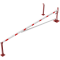 Swing barrier | with bracing tube and | pull rope reinforcement | to be fixed by plugs, hot-dip galvanized and red coated with white reflecting rings | Barrier arm length: 5000 mm | for padlock